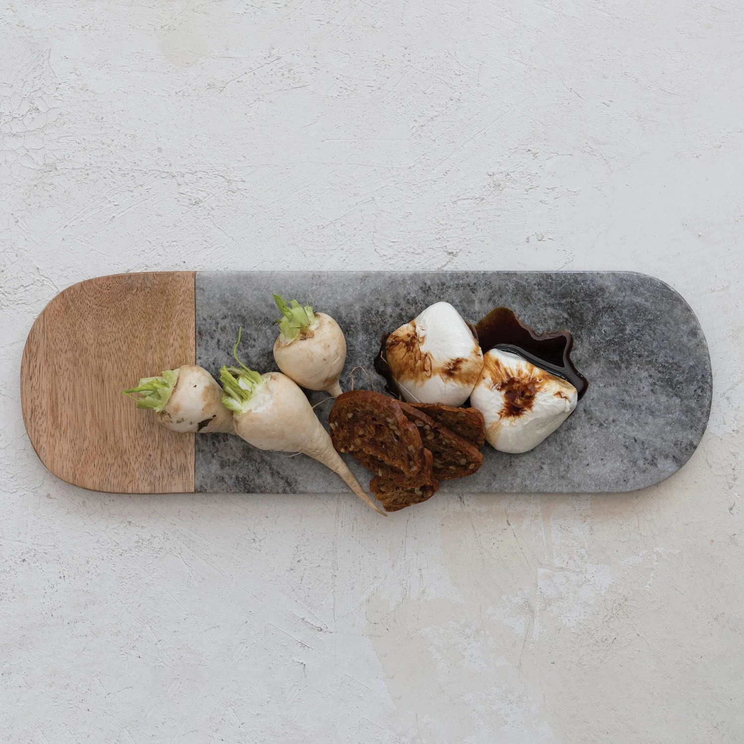 Marble & Mango Wood Serving Board, Grey & Natural 1 Marble & Mango Wood Serving Board, Grey & Natural