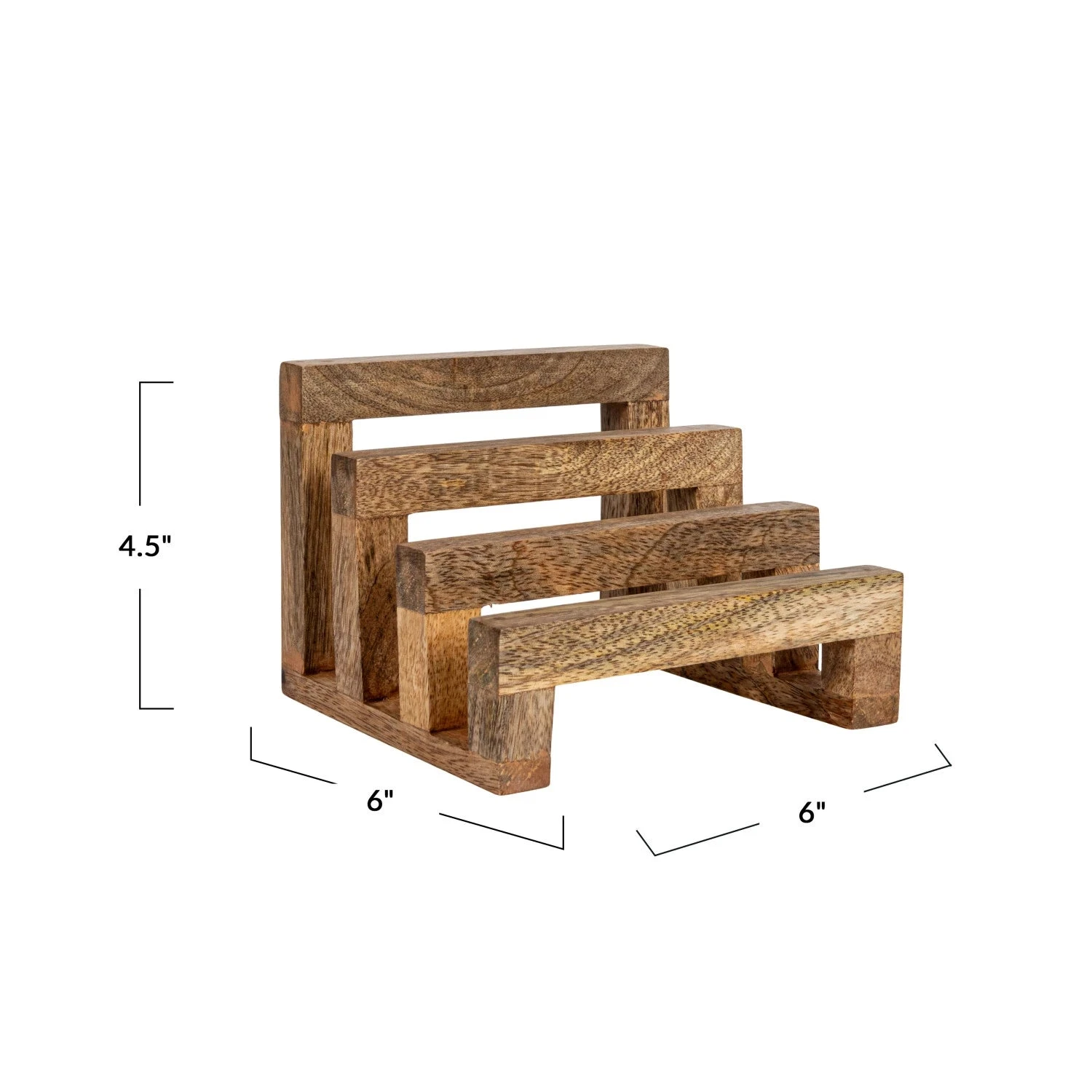Mango Wood Stand With 3 Sections, Natural 10 Mango Wood Stand With 3 Sections, Natural - Image 10