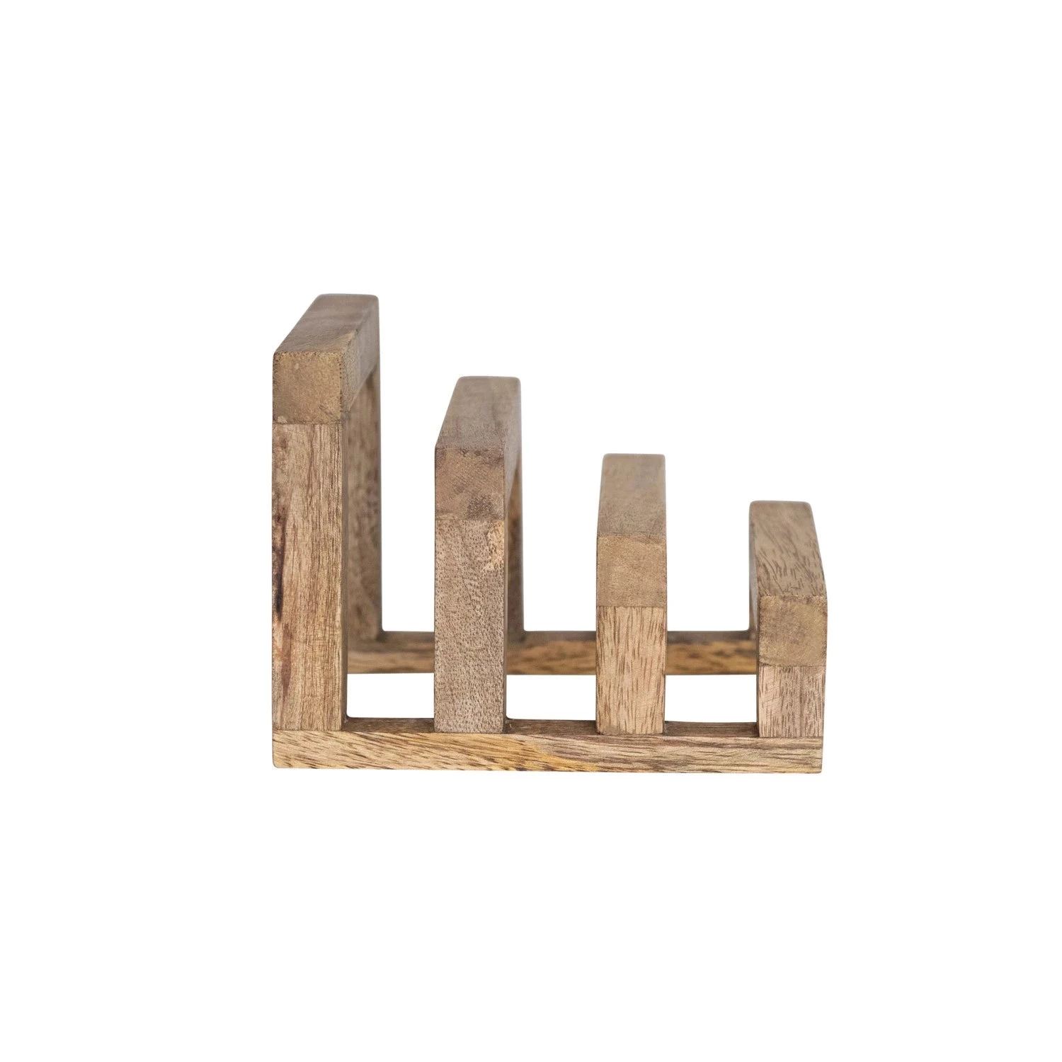 Mango Wood Stand With 3 Sections, Natural 4 Mango Wood Stand With 3 Sections, Natural - Image 4
