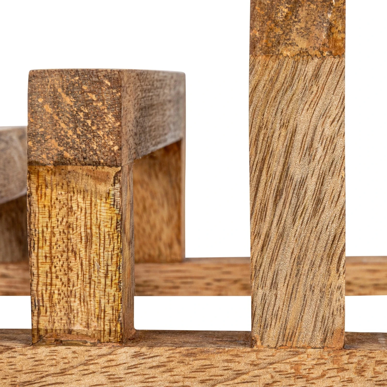 Mango Wood Stand With 3 Sections, Natural 7 Mango Wood Stand With 3 Sections, Natural - Image 7