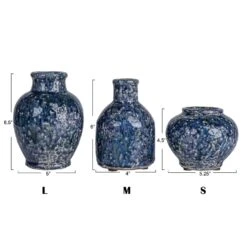 Decorative Terra-Cotta Vase, Crackle Glaze, Blue, 3 Style Options -Home Decor Sale Store df8700 8