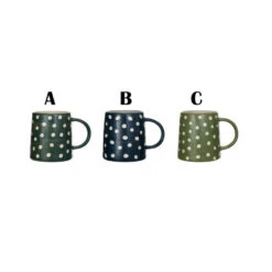 Hand-Painted Stoneware Mug With Wax Relief Polka Dots, 3 Color Options -Home Decor Sale Store df8840a 1 1