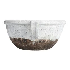 Terra-Cotta Bowl With Handles, Distressed White -Home Decor Sale Store df9255 5