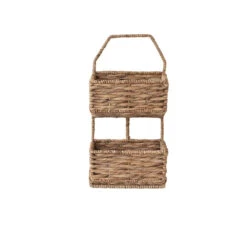 Metal & Water Hyacinth 2-Tier Wall Basket, Natural