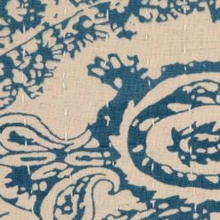 Paisley Pattern Printed Pillow, Hand-Embroidered Kantha Stitch & Chambray Back, Natural & Blue -Home Decor Sale Store df9467 5