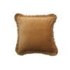 Cotton Velvet Pillow With Ruffled Trim, Mustard