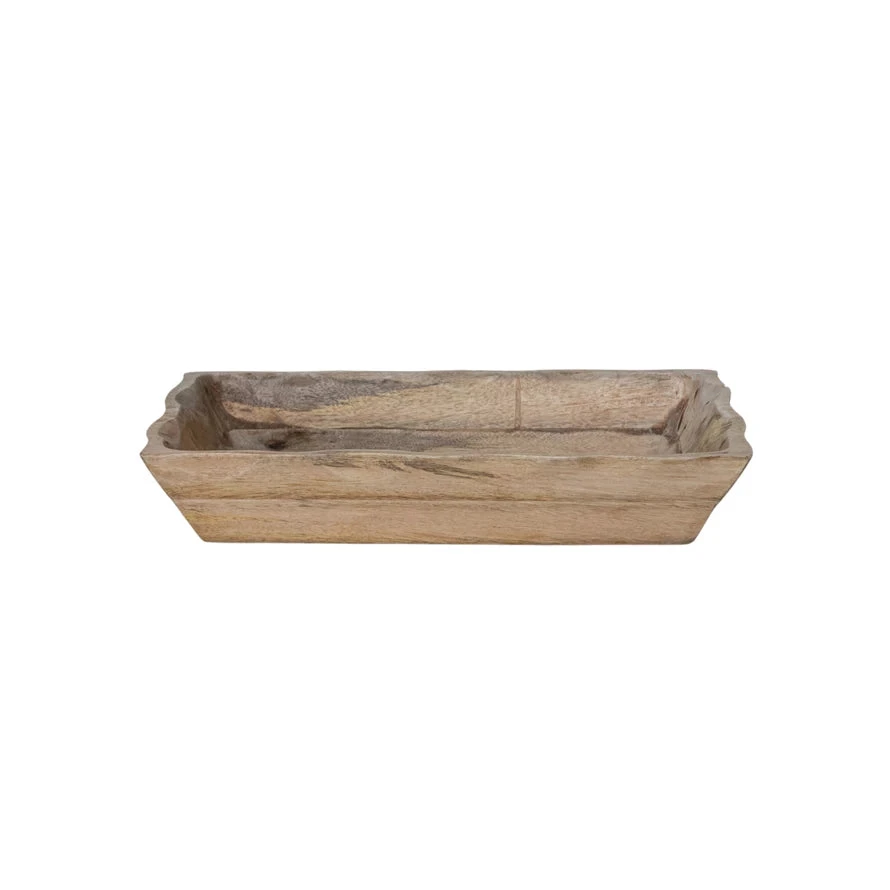 Mango Wood Scalloped Tray, Natural 2 Mango Wood Scalloped Tray, Natural - Image 2