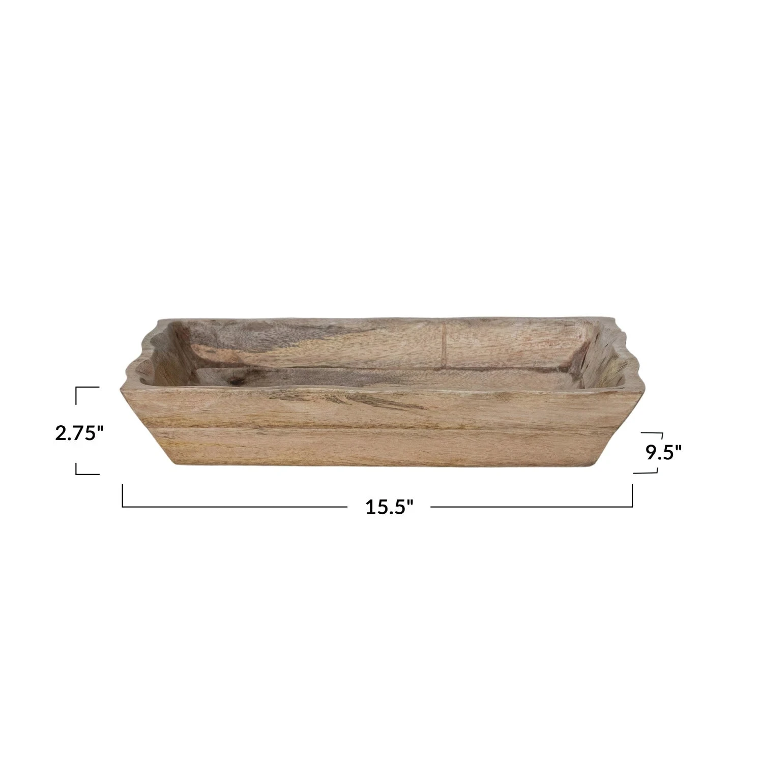 Mango Wood Scalloped Tray, Natural 7 Mango Wood Scalloped Tray, Natural - Image 7