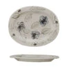 Oval Hand-Painted Stoneware Platter With Wax Relief Flowers (Pick Up Only)