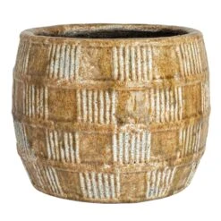 Embossed Terra-cotta Rustic Planter, Crackle Glaze, Brown -Home Decor Sale Store df9802 3