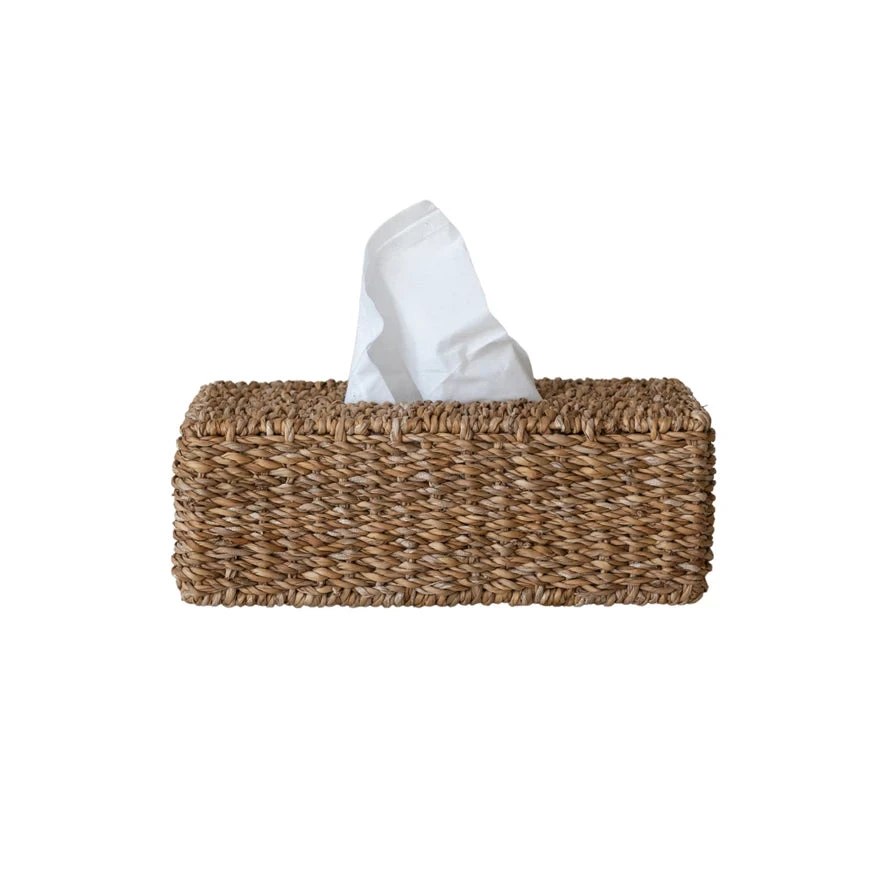 Hand-Woven Seagrass Tissue Box Cover, Natural 1 Hand-Woven Seagrass Tissue Box Cover, Natural
