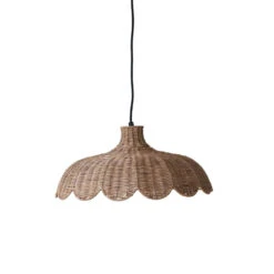 Hand-Woven Rattan Scalloped Pendant Lamp, Natural