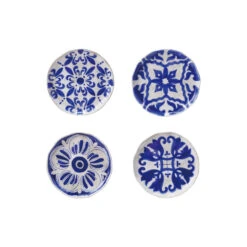 Hand-Painted Stoneware Plate With Pattern, Blue & White, 4 Style Options