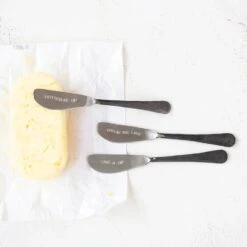 Stainless Steel Butter Knife With Saying & Black Handle, 3 Style Options