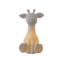 Stoneware Giraffe Shaped Lamp With Cut-Outs & Inline Switch, Bisque White -Home Decor Sale Store dg0541 3