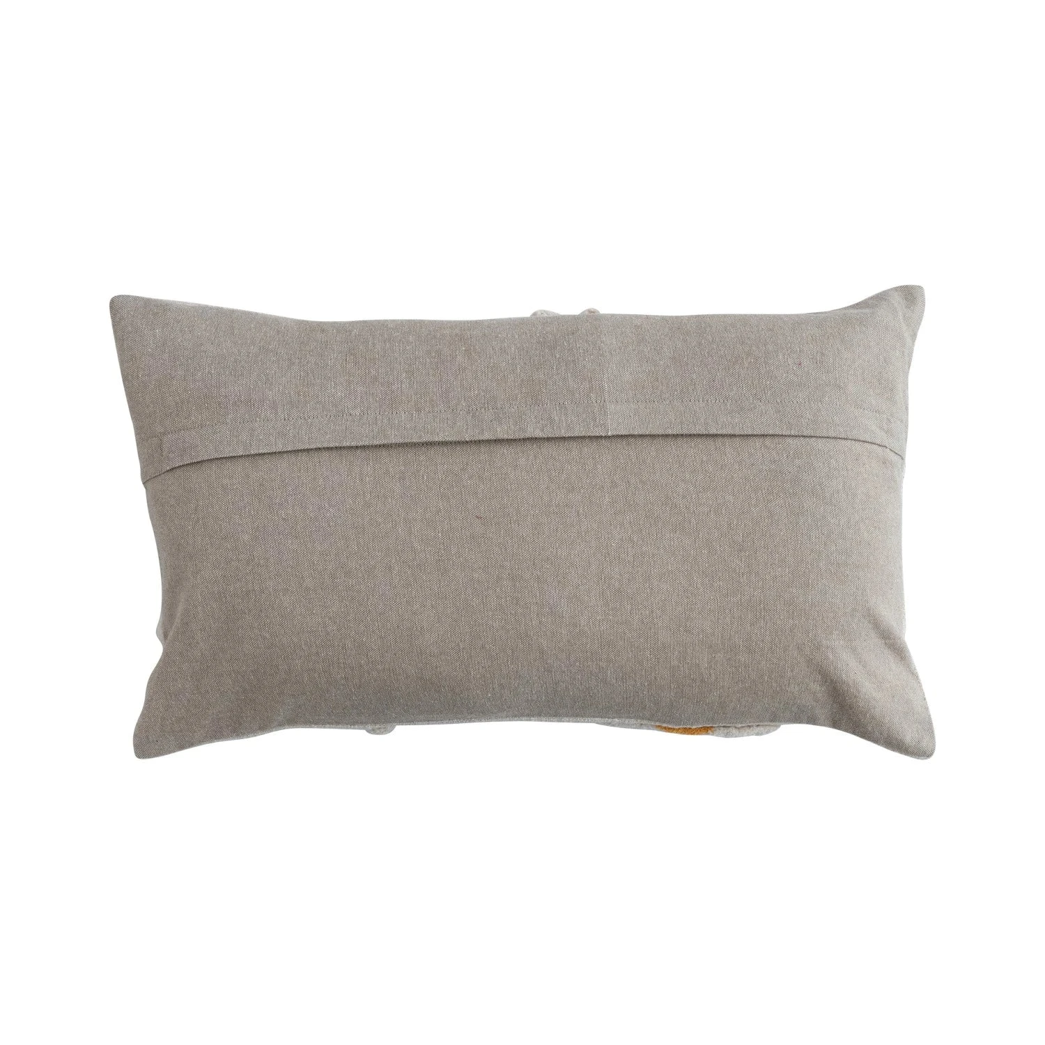 Cotton Slub Lumbar Pillow With Tufted Flowers, Natural & Yellow 3 Cotton Slub Lumbar Pillow With Tufted Flowers, Natural & Yellow - Image 3