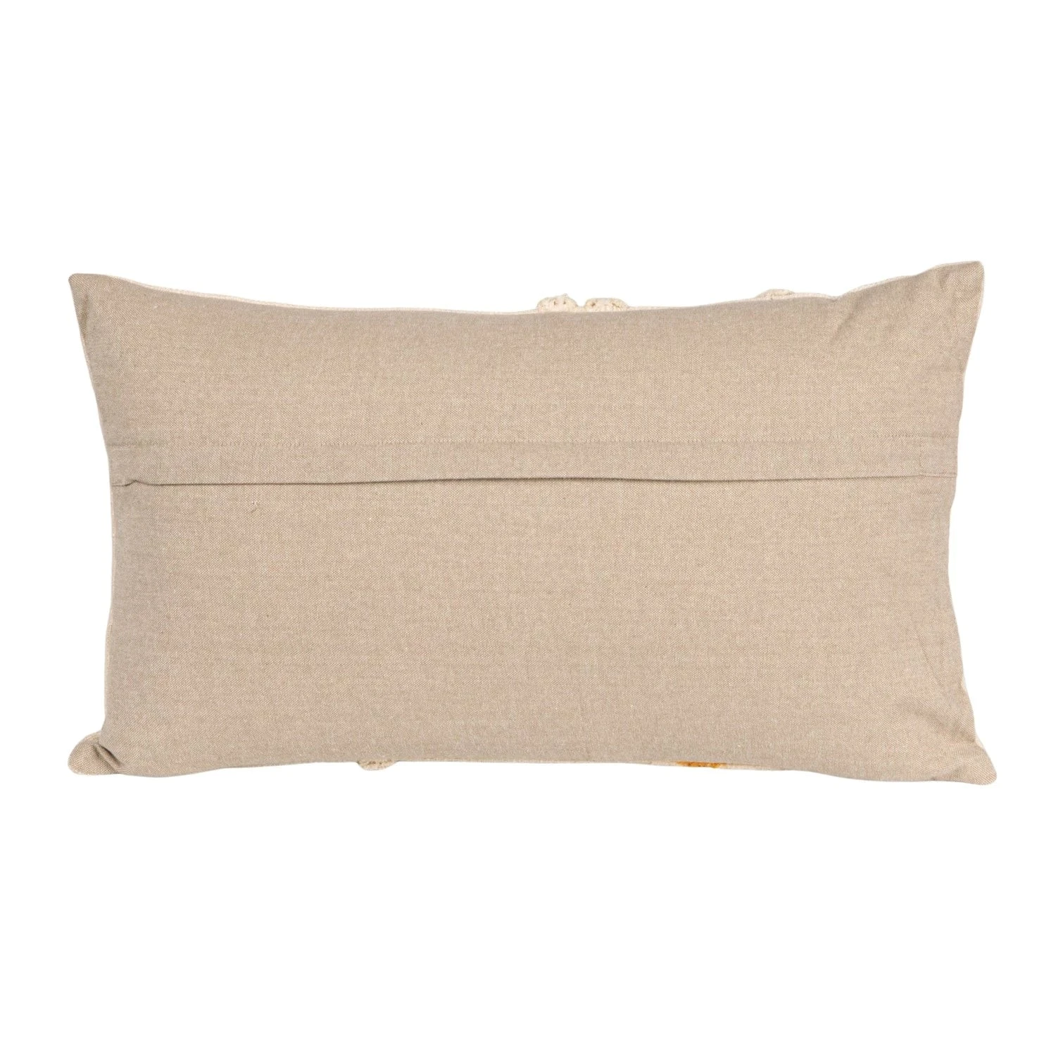 Cotton Slub Lumbar Pillow With Tufted Flowers, Natural & Yellow 5 Cotton Slub Lumbar Pillow With Tufted Flowers, Natural & Yellow - Image 5