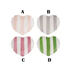 Hand-Painted Scalloped Striped Heart Shaped Dish, 4 Color Options -Home Decor Sale Store dg0635a 1
