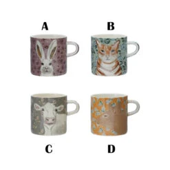 Patterned Animal Image Stoneware Mug, 4 Style Options -Home Decor Sale Store dg0729a 1