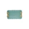 Decorative Metal Tray With Gold Finish Bows, Aqua