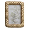 Carved Mango Wood Photo Frame With Diamond Pattern, Gold Foil Finish