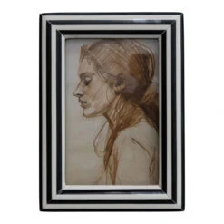 Resin Striped Photo Frame, Black & White