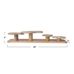 Mango Wood Serving Board With 4 Attached Organic Shaped Pedestals, Natural -Home Decor Sale Store dg1403 6