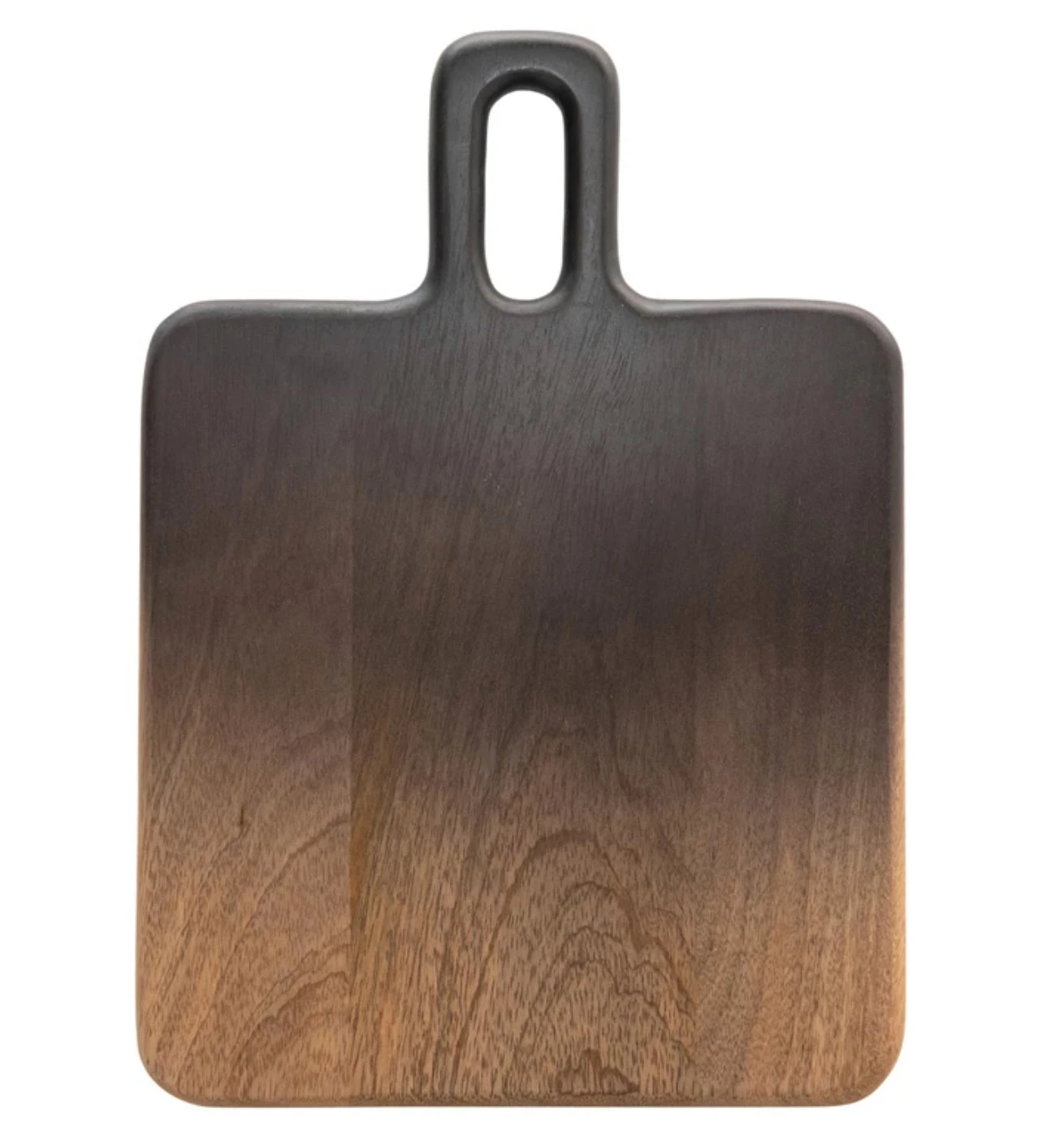 Mango Wood Cheese/Cutting Board With Handle, Black & Natural Ombre 1 Mango Wood Cheese/Cutting Board With Handle, Black & Natural Ombre