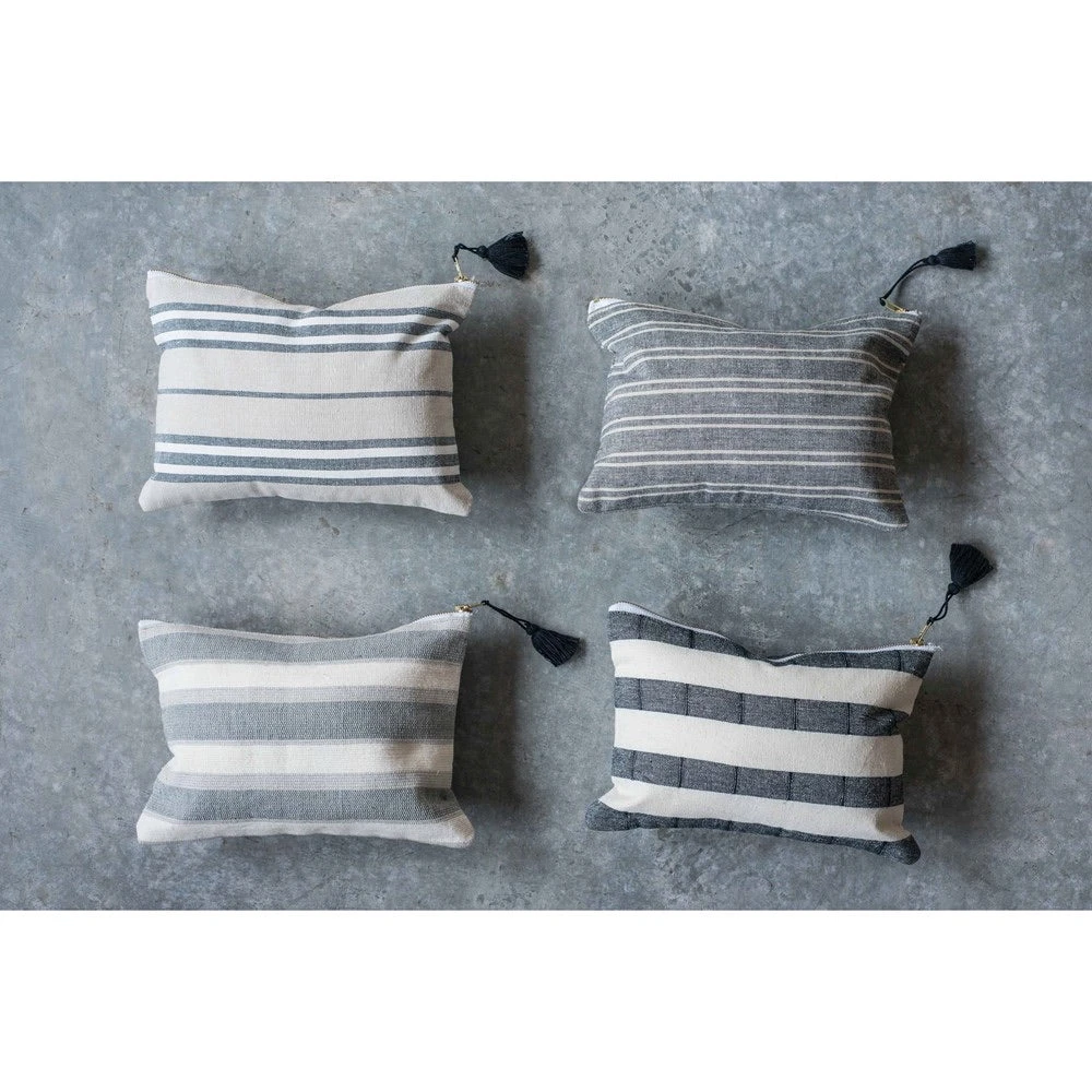 Cotton Zipper Pouch With Stripes & Tassel 3 Cotton Zipper Pouch With Stripes & Tassel - Image 3