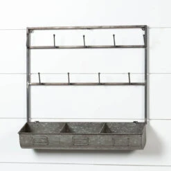 Metal Hanging Tray With Hooks