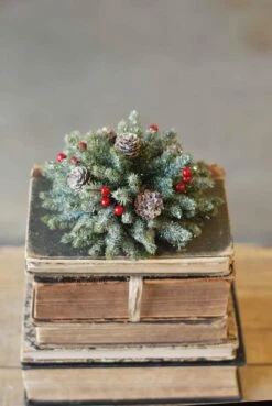 Icy Mini Pinecone With Berries Half Sphere, 7” -Home Decor Sale Store image 177cc795 3c02 4b1e 924c 48be9bb6fe42