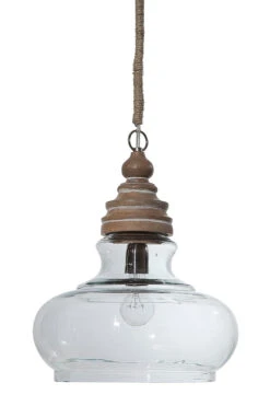 Glass & Mango Wood Pendant Light (Pick Up Only)