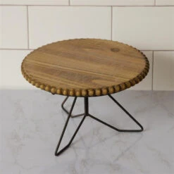 Beaded Wood Pedestal Riser Stand, 2 Size Options