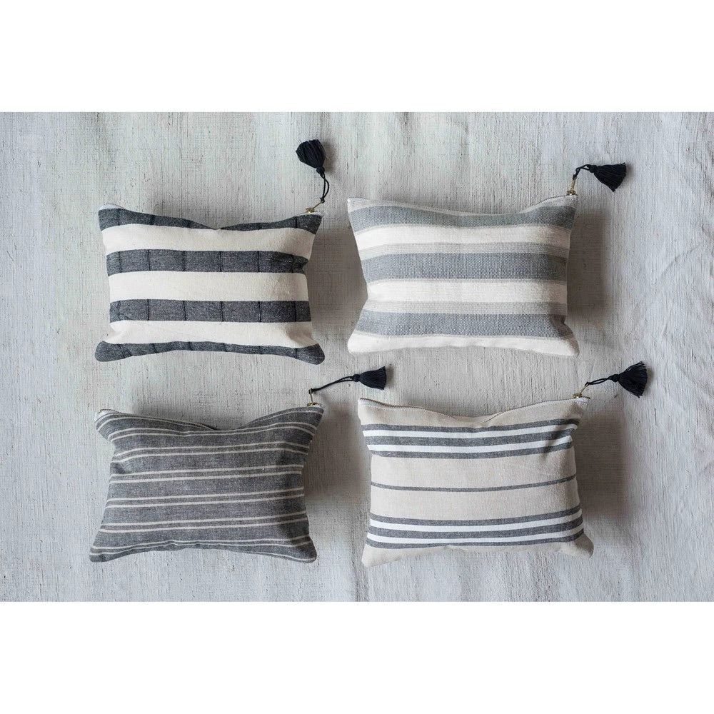 Cotton Zipper Pouch With Stripes & Tassel 2 Cotton Zipper Pouch With Stripes & Tassel - Image 2