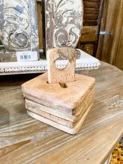 Wood Coaster Set With Stand