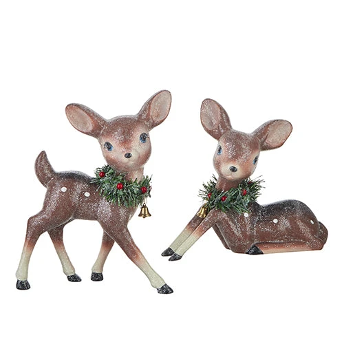 Reindeer With Bottle Brush Wreath, 12.75”, 2 Style Options 1 Reindeer With Bottle Brush Wreath, 12.75”, 2 Style Options