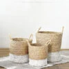 Seagrass White Dipped Basket With Handles, 3 Size Options