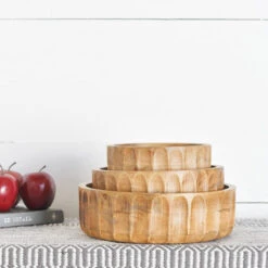 Carved Mango Wood Bowl, 3 Size Options
