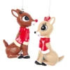 Rudolph The Red Nose Reindeer® And Clarice With Scarf Ornament, 2 Style Options By Kurt Adler