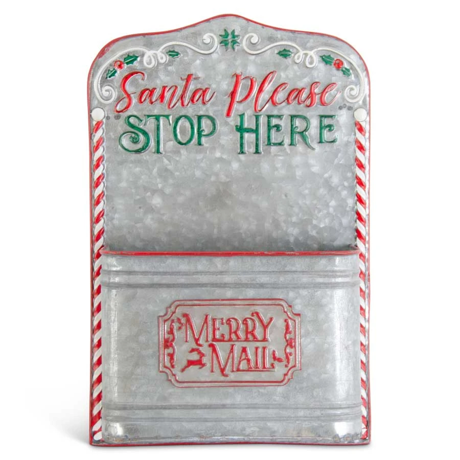 Galvanized Metal “Santa Please Stop Here - Merry Mail” MaIl Box 1 Galvanized Metal “Santa Please Stop Here - Merry Mail” MaIl Box