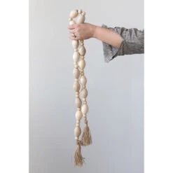 Mango Wood Bead Garland With Jute Tassels 60” L -Home Decor Sale Store image bddb09dd 23a3 4507 b4da 0b1898f2c99c