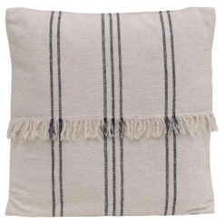 Woven Cotton Striped Pillow With Fringe