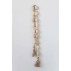 Mango Wood Bead Garland With Jute Tassels 60β L