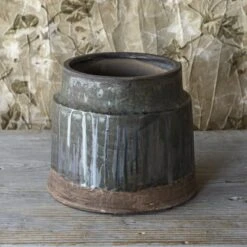 Aged Olive Dripped Glazed Pottery Arts & Crafts Vase By Porch View Home (Pick Up Only)