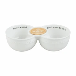 "Sneak A Snack - Hard Snack To Follow" Serving Double Dip Bowl For Light-Up Sitters By Mud Pie