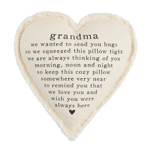 "Grandma" Heart Shaped Throw Pillow By Mud Pie 1 "Grandma" Heart Shaped Throw Pillow By Mud Pie