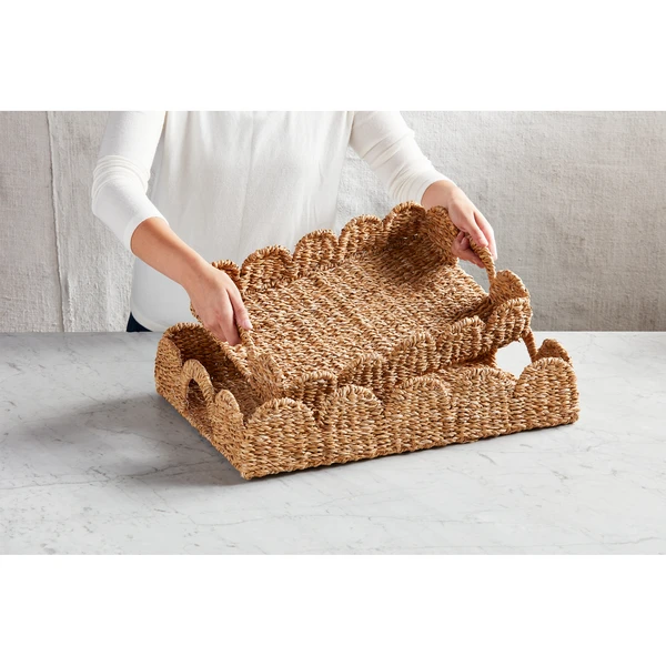 Scalloped Seagrass Woven Tray, 2 Size Options By Mud Pie (Pick Up Only) 1 Scalloped Seagrass Woven Tray, 2 Size Options By Mud Pie (Pick Up Only)