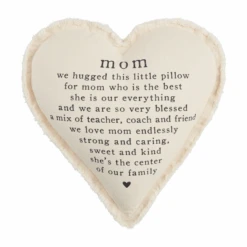 "Mom" Heart Shaped Throw Pillow By Mud Pie