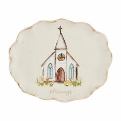 "Blessings" Church Scalloped Platter By Mud Pie