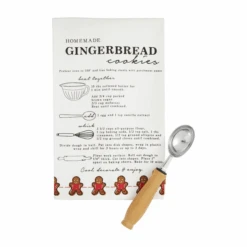 Gingerbread Cookie Recipe Kitchen Towel With A Wood & Metal Scoop By Mud Pie